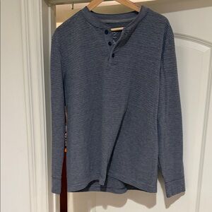 St. John's Bay Men's Black and Gray Striped Henley Shirt